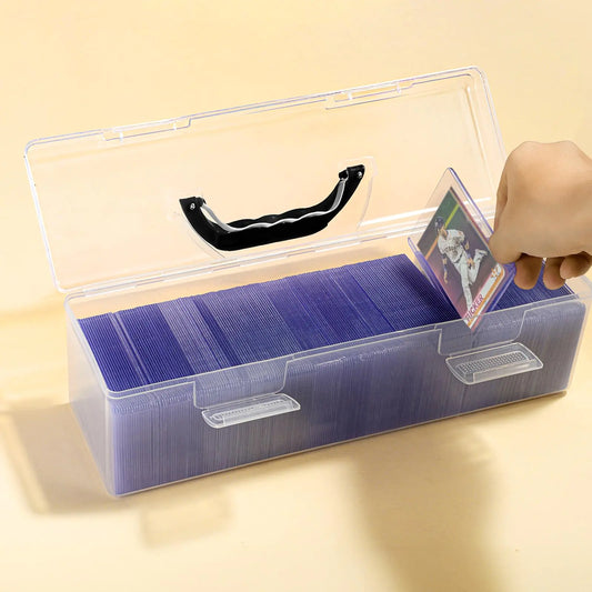 Premium Storage Box for Toploader - Large for 200+ Toploaders or 1000+ Trading Cards Portable Sports Card Storage Boxes for Collectible Gaming Trading Cards Clear Design Wide Applications(Black)