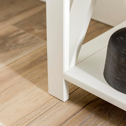 2 Tier Modern Farmhouse Wood Bookcase Bookshelf Storage Home Office Storage Cabinet, 52 Inch, White-4