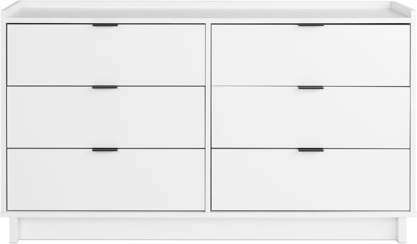 Simply Modern 6-Drawer Double Dresser for Bedroom, Chest of Drawers, Modern Bedroom Furniture, 52.5” Wide X 16” Deep X 29.5” Tall, White-3
