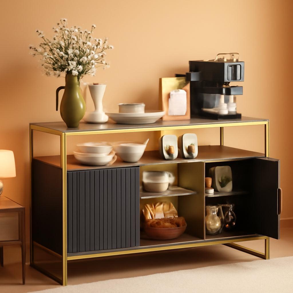 Classic Black 47 Inch Coffee Bar Cabinet With Power Outlet-0