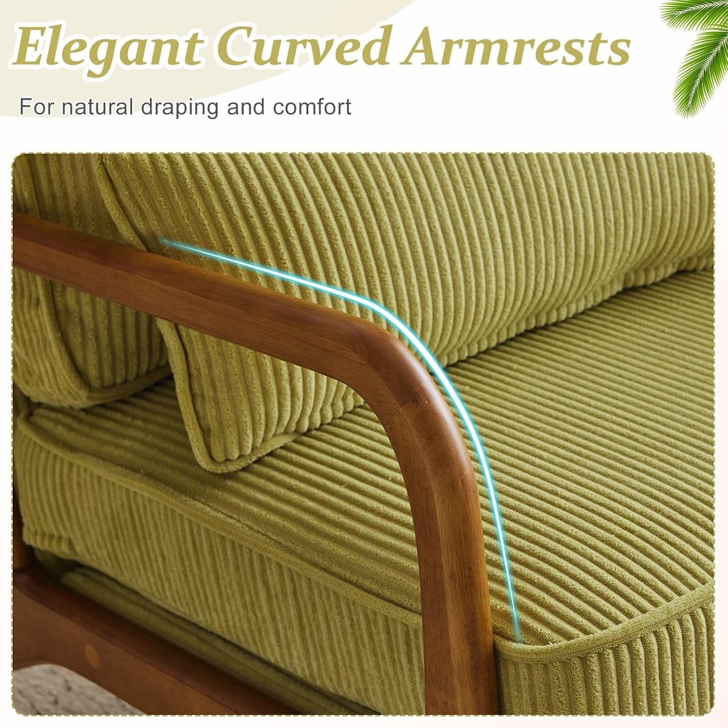 Corduroy Nightshade Green Armchair With Lumbar Pillow-2