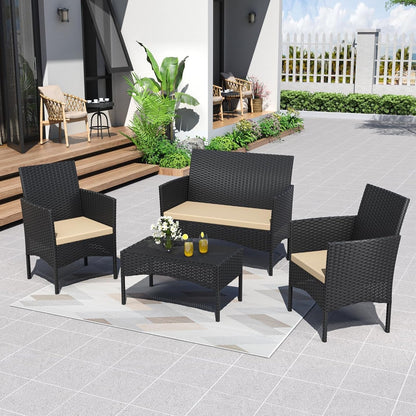 Stylish Four Piece Outdoor Rattan Patio Furniture Set-1