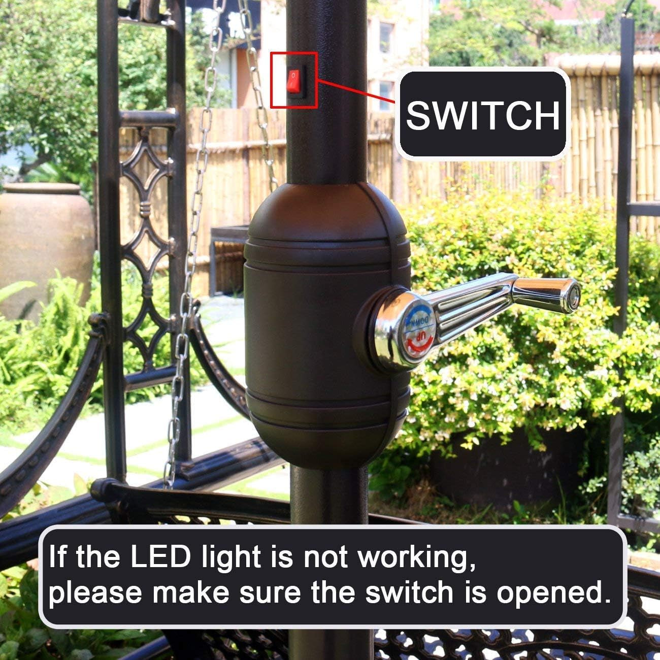 9' Solar LED Lighted Patio Umbrella with 8 Ribs/Tilt Adjustment and Crank Lift System (Light Tan)-3