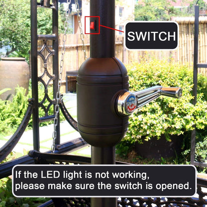 9' Solar LED Lighted Patio Umbrella with 8 Ribs/Tilt Adjustment and Crank Lift System (Light Tan)-3