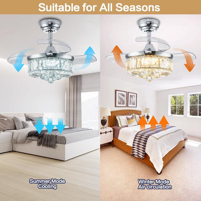 30 Inch Crystal Chandelier Ceiling Fan Illumination-4