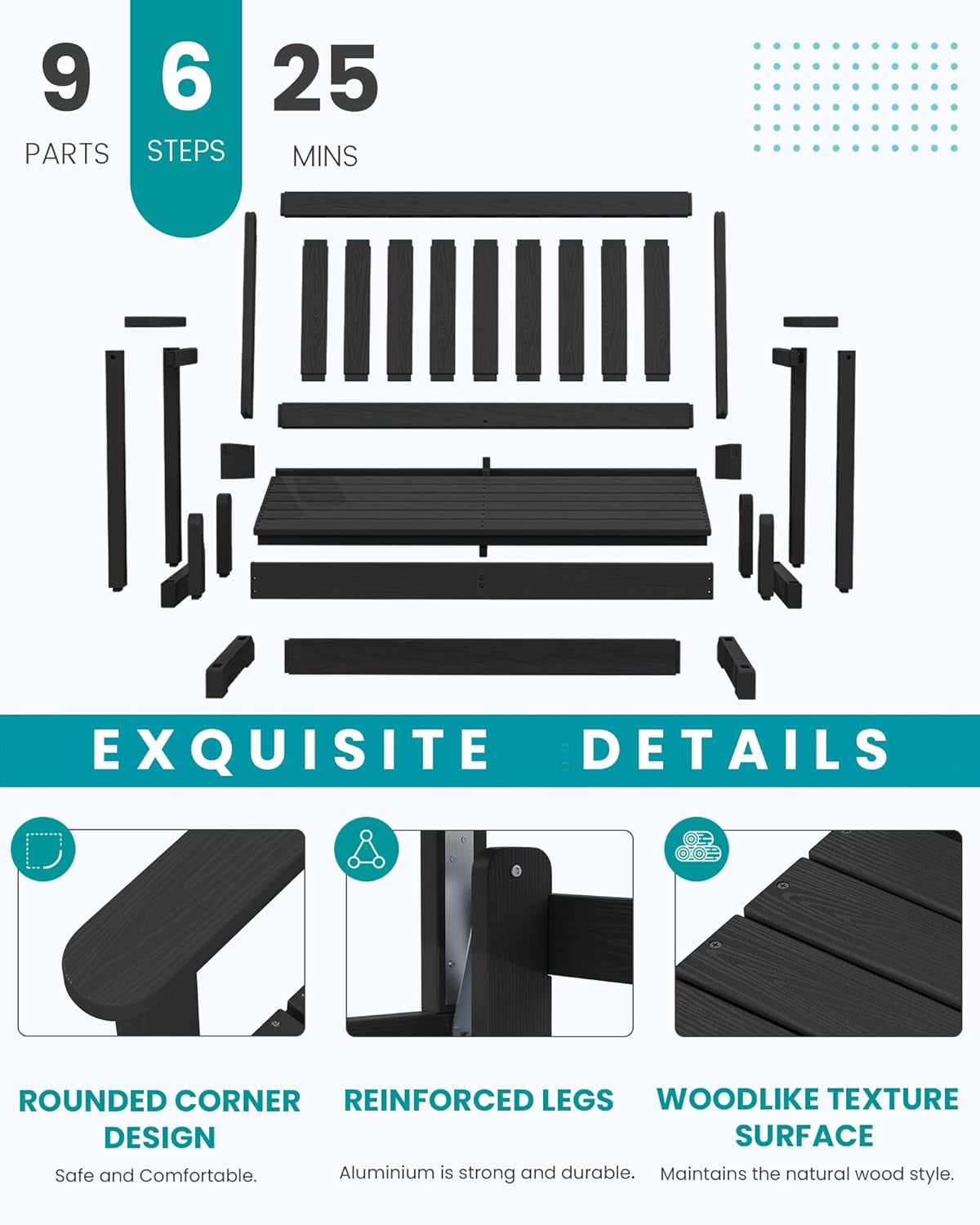 Two Person Outdoor Glider Bench Weather Resistant Comfortable-4