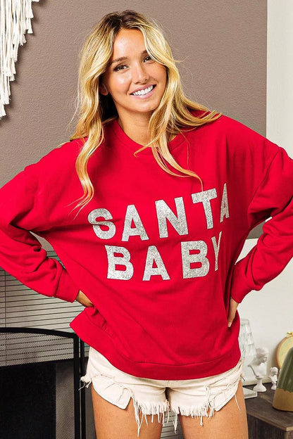 BiBi Santa Baby Lettering Christmas Sweatshirt