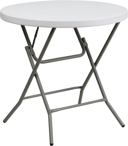 Granite White Plastic Folding Table - 2.63 Feet Round-2
