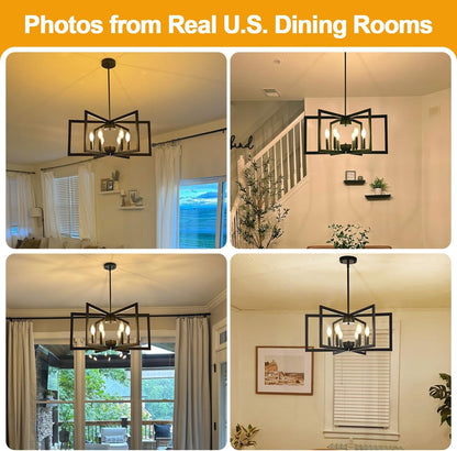Modern Black 6 Light Chandelier 25 Inch Dining Room-4