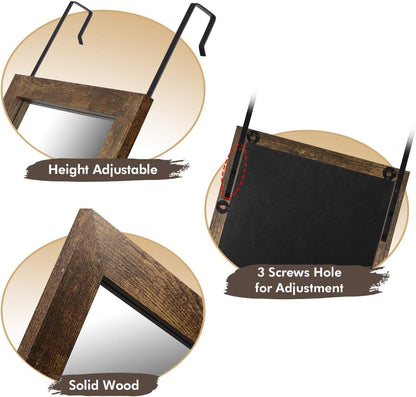 Wood Full Length Mirror, 48" X 14" Wall Mirror with Wood Frame, Full Length Door Mirror, Hanging Mirror Body Mirror for Bedroom, Rustic Frame-4