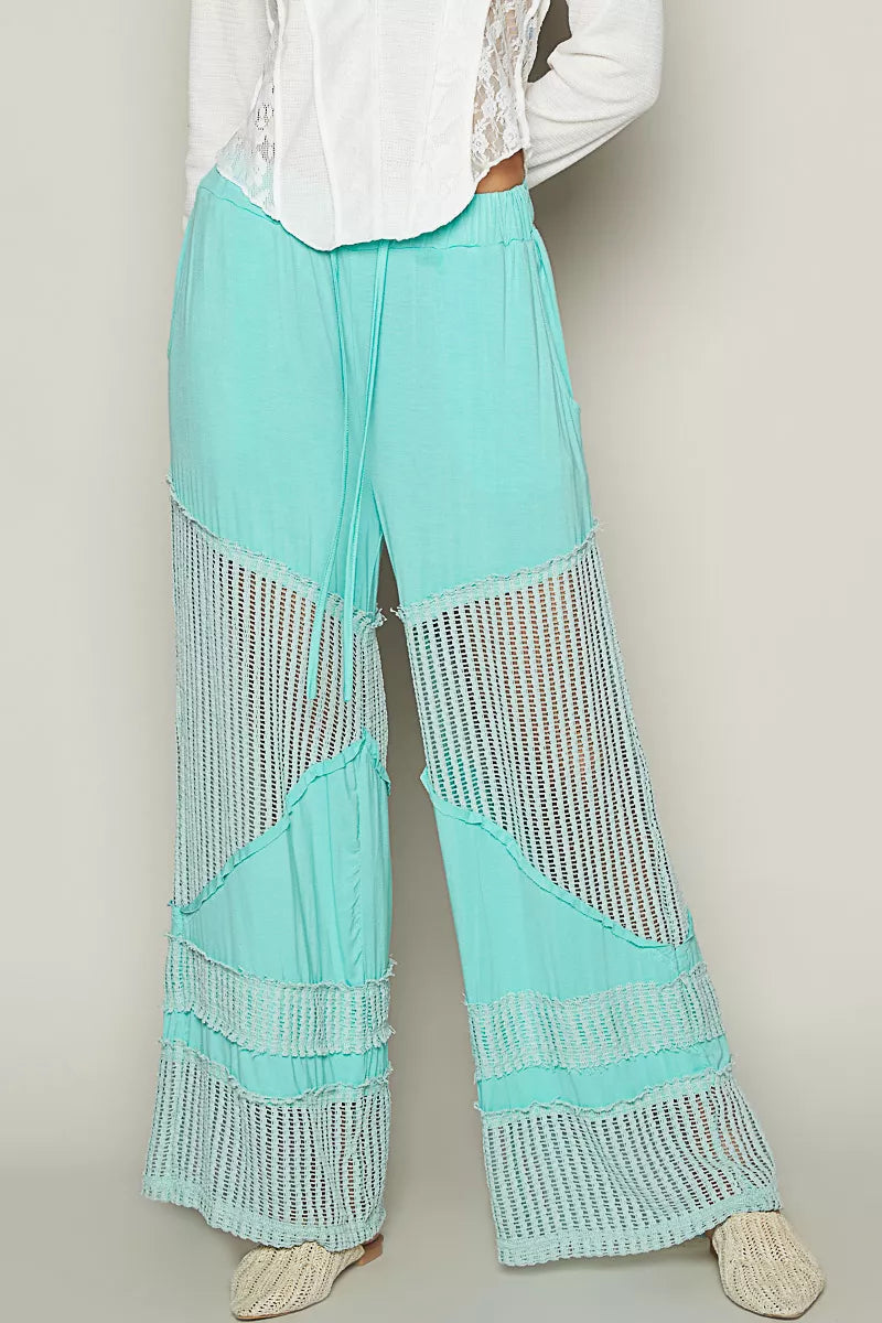 POL Drawstring Elastic Waistband Wide-Leg Pants