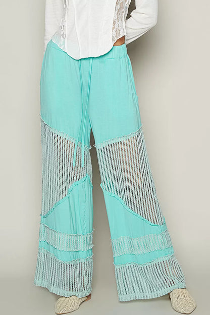 POL Drawstring Elastic Waistband Wide-Leg Pants