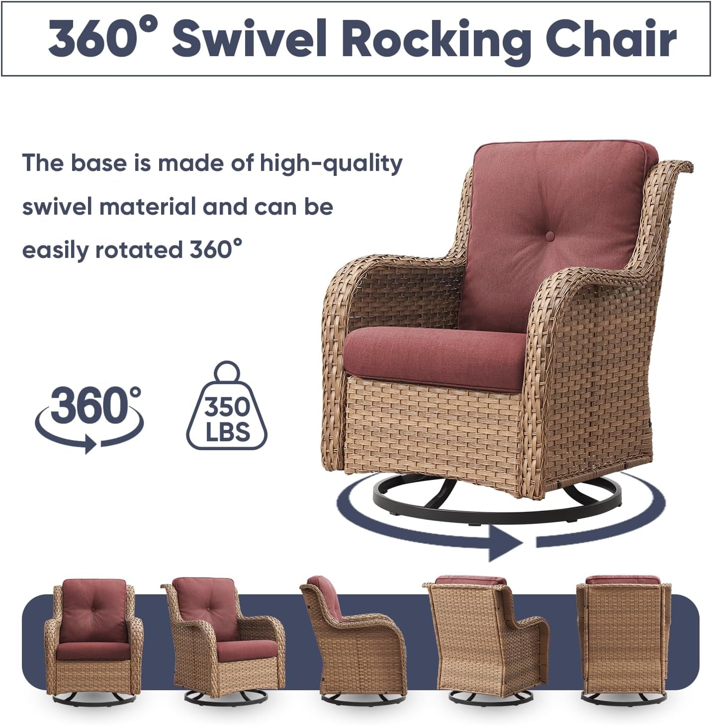 11 Piece Outdoor Furniture Set with Swivel Rocker Chairs-2