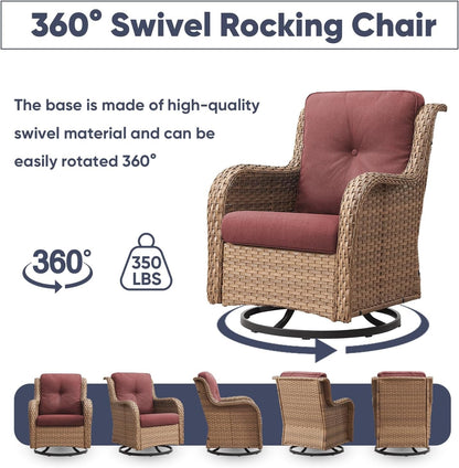 11 Piece Outdoor Furniture Set with Swivel Rocker Chairs-2