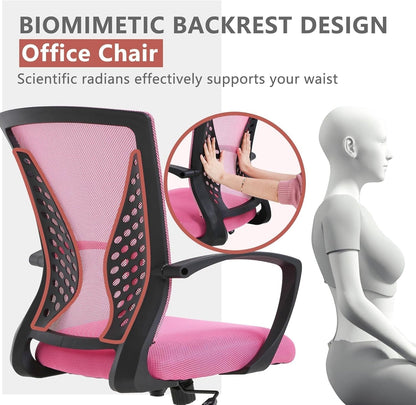 Office Computer Gaming Chair Ergonomic Mesh Desk Chair Adjustable Video Game Chairs with 360 Degrees Swivel Wheels Armrest Lumbar Support for Home Office,Pink-4