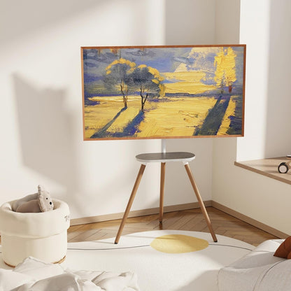 Tripod Easel TV Stand for 40 to 65 Inch LCD LED OLED Screen, Height Adjustable and Swievel Floor TV Stand, Corner TV Stand with Wooden Tray, VESA 400X400Mm, Minimalist White-1