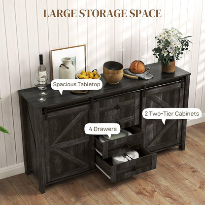 60 Inch Farmhouse Sideboard Buffet Cabinet Storage-4