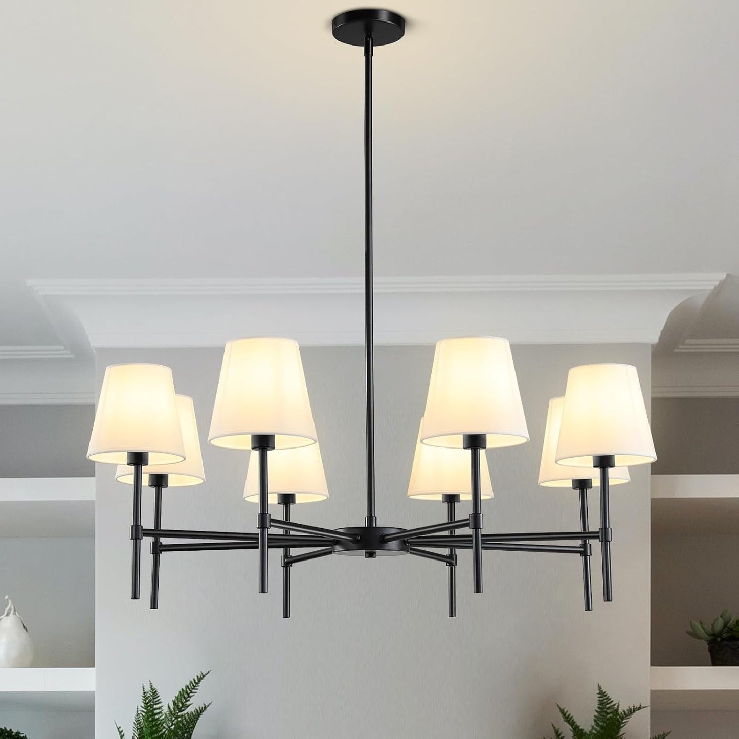 Black 8 Light Dining Room Chandelier Farmhouse Pendant-0
