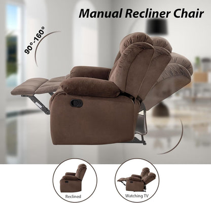 Manual Reclining Sofa Set, Classic Recliner Sofa with Overstuffed Arms and Backrest, Include 1 Recliner Chair and 1 3-Seat Reclining Sofa (Recliner+Sofa)-3