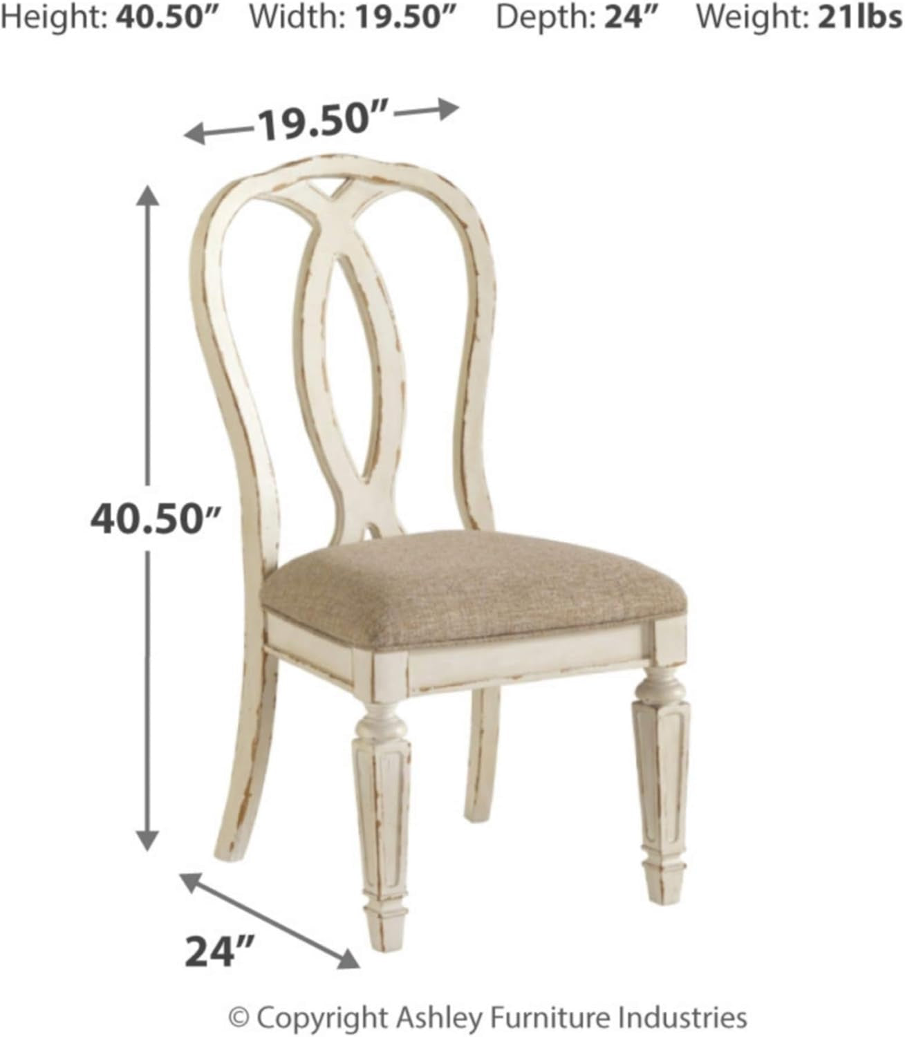 Realyn French Country Ribbon Back Dining Chair, 2 Count, Chipped White-2