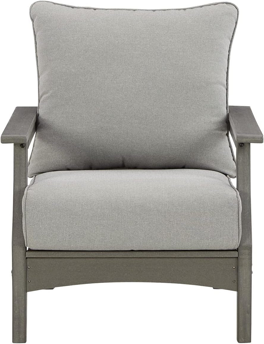 Cushioned Outdoor Lounge Chairs Set of Two Gray-4