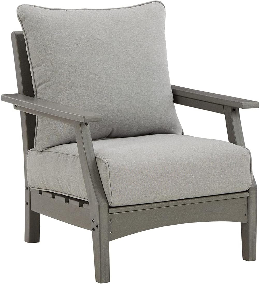 Cushioned Outdoor Lounge Chairs Set of Two Gray-3