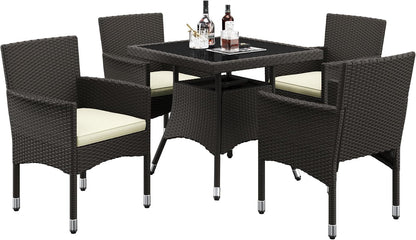 Five Piece Outdoor Rattan Furniture Set with Umbrella-0