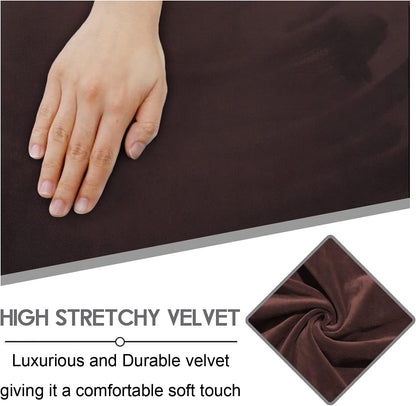 Reclining Loveseat Cover 8-Piece Velvet Stretch, Chocolate-4