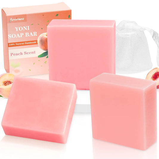 Yoni Soap Bar Yoni wash for Women PH Balance 3Pack Gentle V Cleansing Intimate Soap Feminine Wash Eliminates Odor Moisturizing vaginal soap Bath Soap (peach Juice)