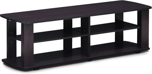 Nelly Entertainment Center TV Stand, Short 43.3"(W) X13.4(H) X13.1(D), Dark Walnut-0