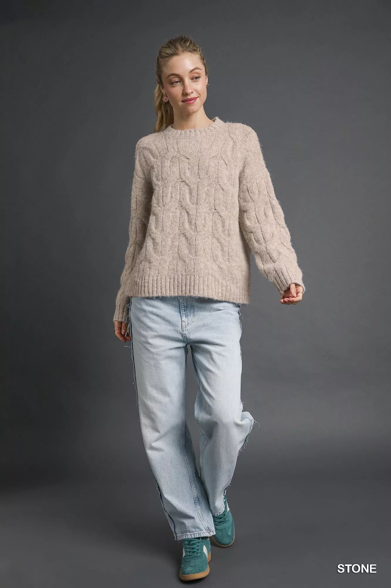 Umgee Cable Knit Cozy Sweater