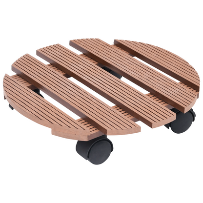 vidaXL Plant Trolleys 4 pcs Brown Ø11.8"x3" WPC-2