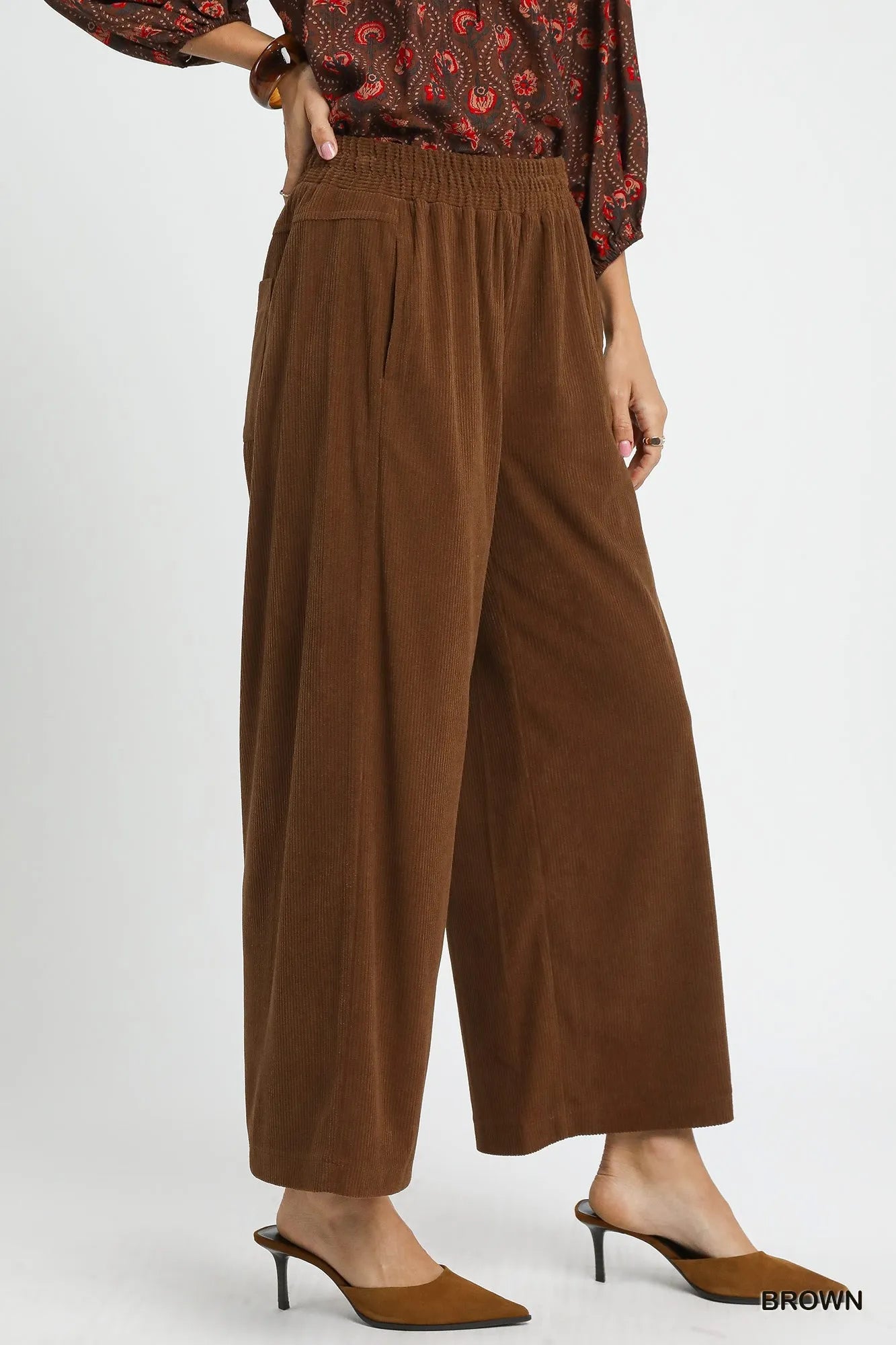 Umgee Wide-Leg Corduroy Pants