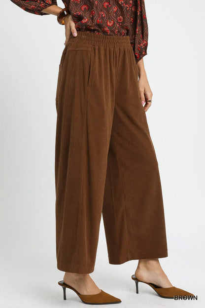 Umgee Wide-Leg Corduroy Pants
