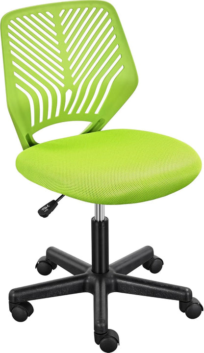 Kids Cute Desk Chair Small Computer Desk Chair for Teens Low-Back Armless Study Chair Swivel Task Chair Bedroom School Chair with Lumbar Support, Green-0