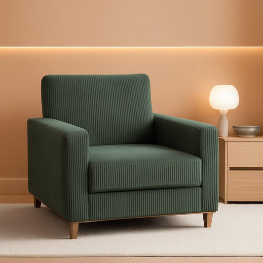Green Corduroy Accent Chair 22 Inch Deep Seat Tool Free-0