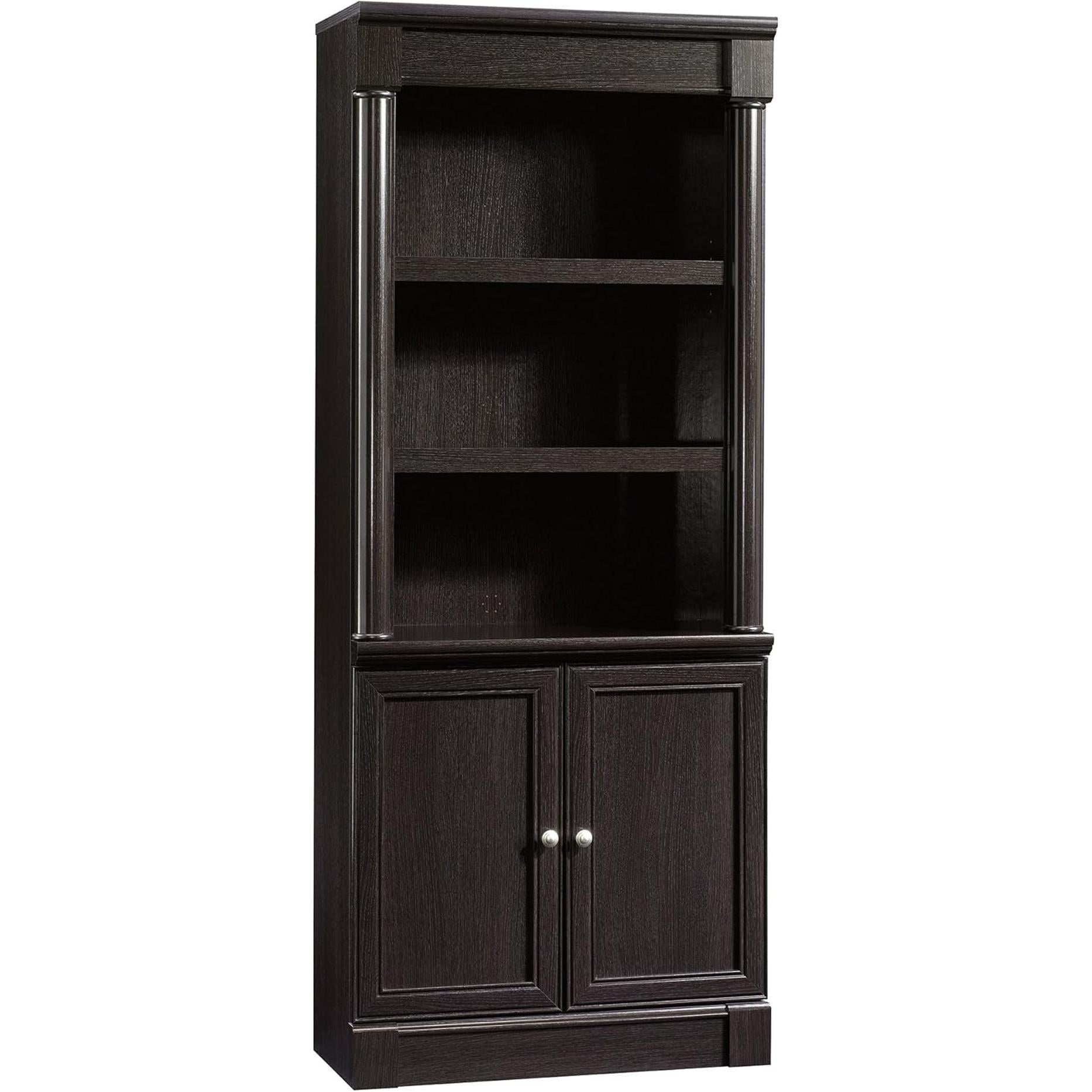 Palladia Library with Doors/Book Shelf, L: 29.37" X W: 13.90" X H: 71.85", Wind Oak-0