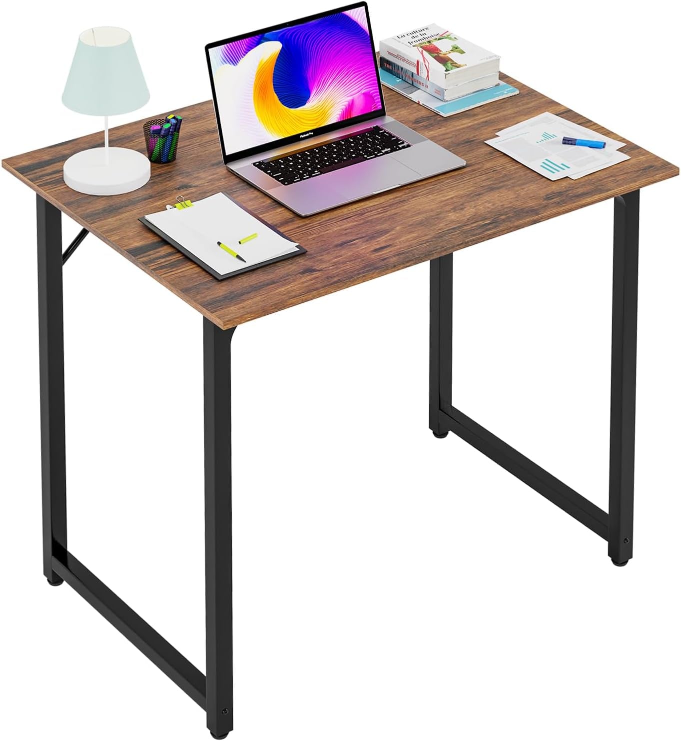 32/39/47 Inch Computer Desk Study Writing Table, Adjustable Feet, Modern Furniture for Home Office (1, Brown, 32 Inch)-0