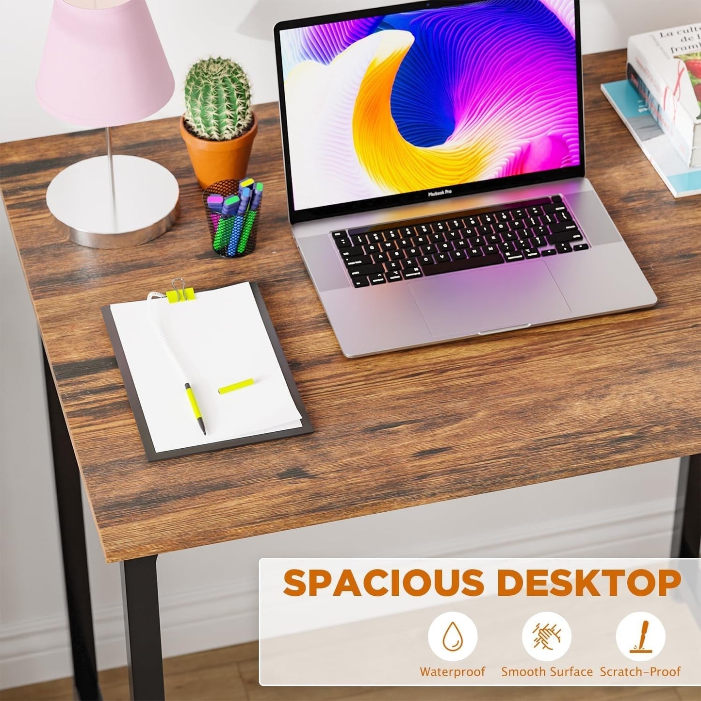 32/39/47 Inch Computer Desk Study Writing Table, Adjustable Feet, Modern Furniture for Home Office (1, Brown, 32 Inch)-3