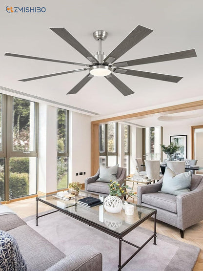 72 Inch Brushed Nickel Modern Ceiling Fans with Lights and Remote, Indoor/Outdoor Ceiling Fan for Living Room Patio, 6 Speed Reversible Quiet DC Motor, 3 CCT, Dual Finish Blades-1
