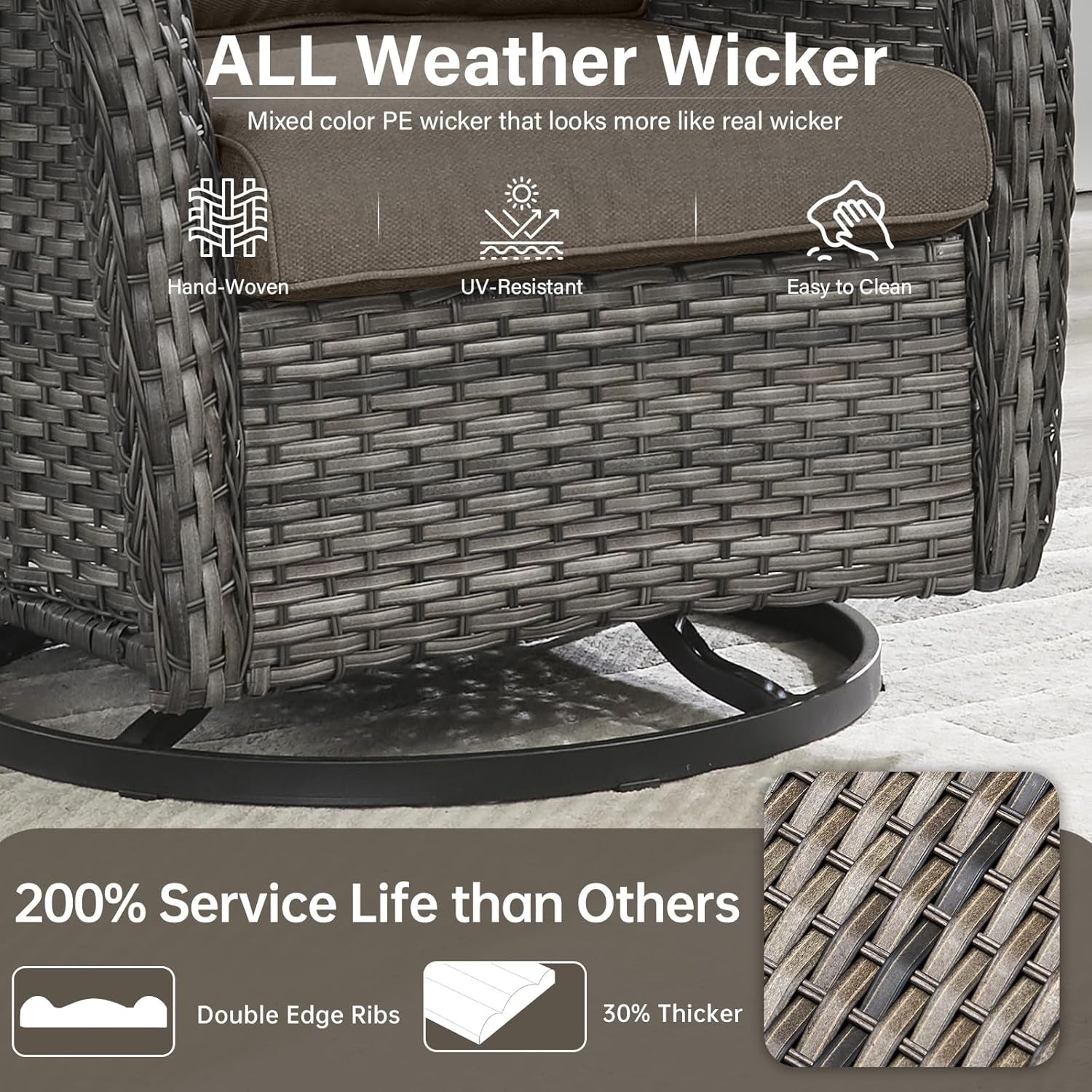 Outdoor Swivel Rocker Patio Chairs Set with Table-3