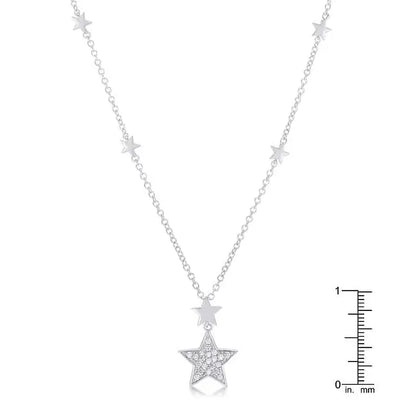 .32Ct Rhodium Star Necklace with Shimmering CZ - Necklaces