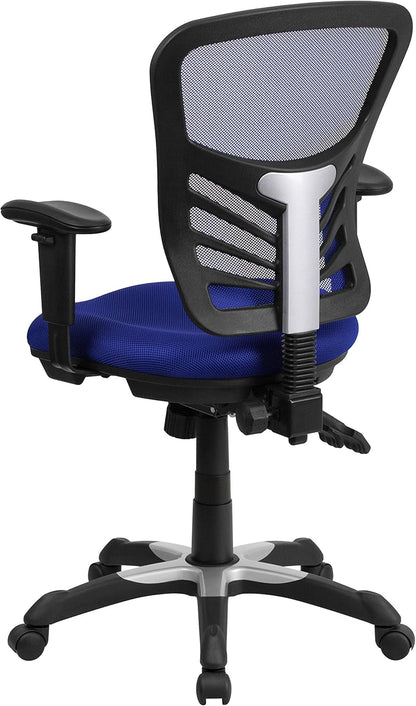 Nicholas Mid-Back Swivel Office and Gaming Chair, Ergonomic Mesh Office Chair with Adjustable Lumbar Support and Height, Blue-4