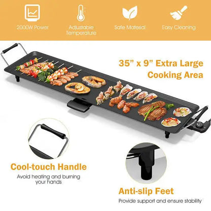 35 Inch Electric Griddle Teppanyaki Grill with Adjustable Temperature - Color:Black - Cookware & Bakeware