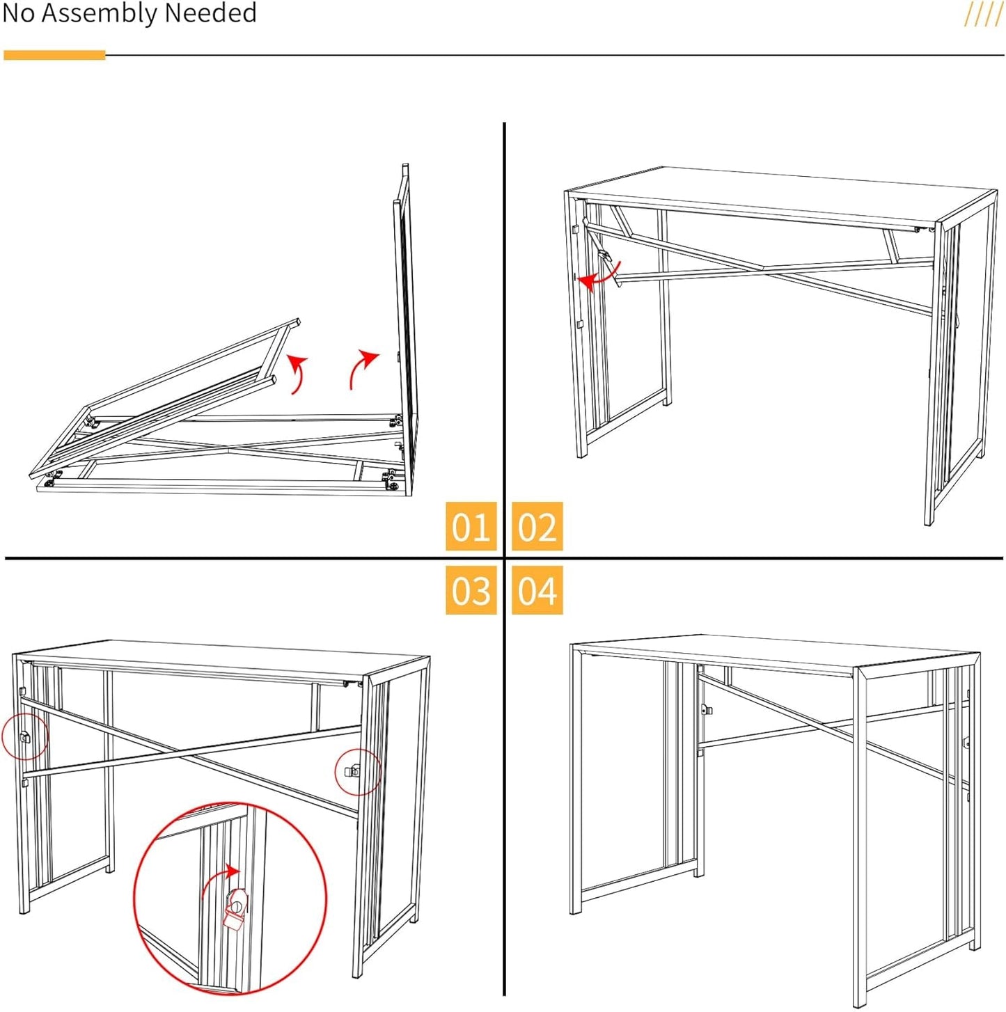 35 Inch Folding Small Desk, Writing Gaming Computer Camping Desk for Small Spaces, No Assembly Required Home Office Table, Mahogany-2