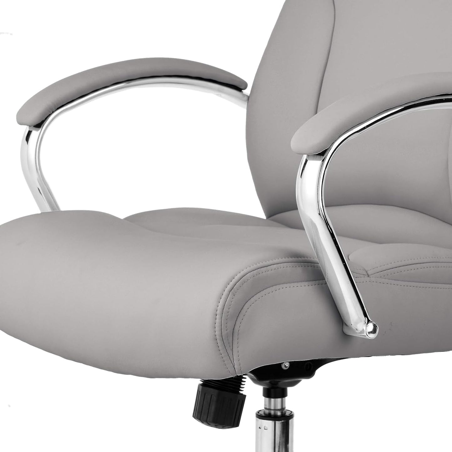 Executive Desk Chair, 275Lb Capacity, Oversized Cushion, Grey Bonded Leather, 29.13"D X 25.2"W X 43.11"H-3