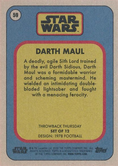 Star Wars Throwback Thursday 2023 Card #59 Darth Maul 1978 Football