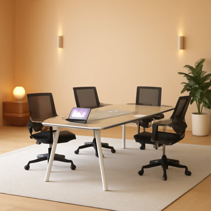 Black Mesh Office Chairs, Lumbar Support, 4-Pack, Wheels-0