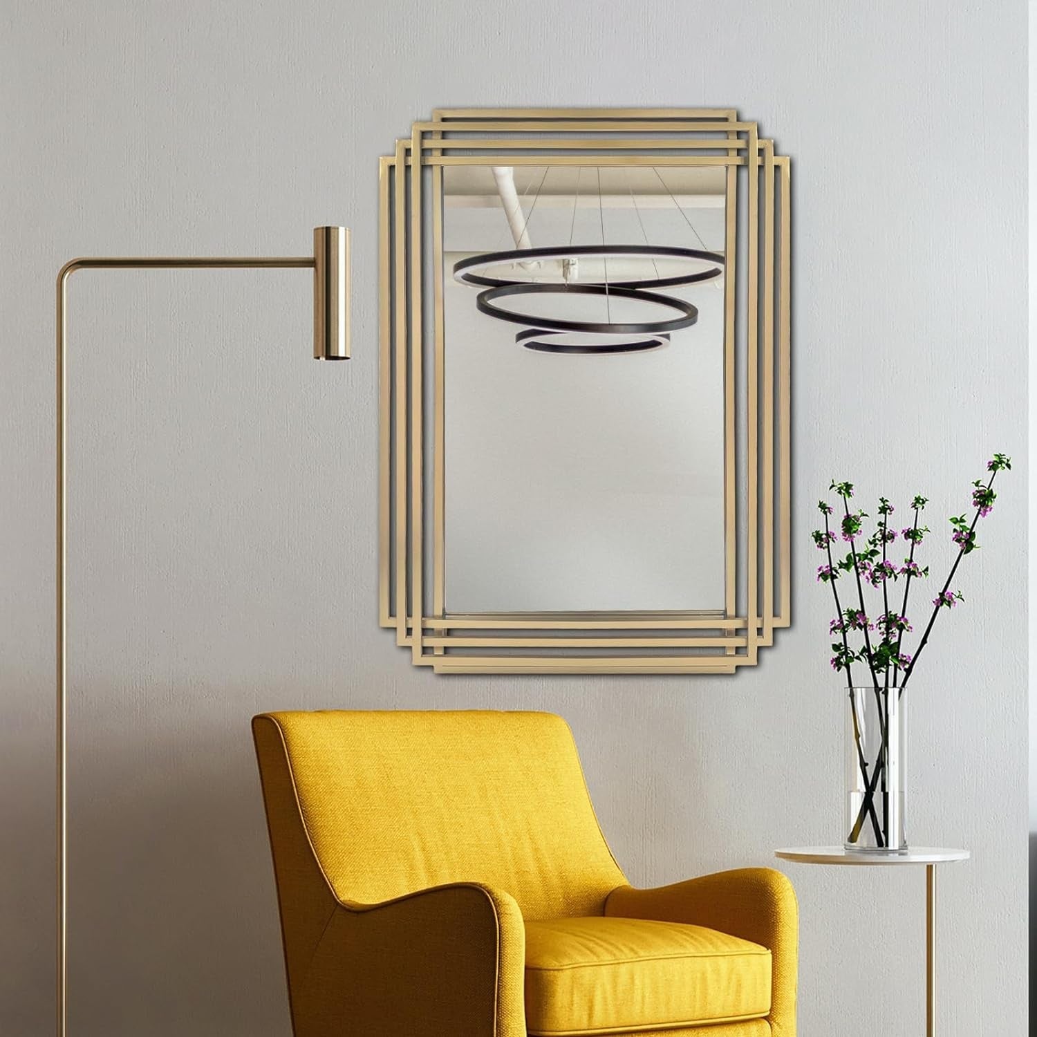 Brushed Gold Wall Mirror 24x36, Modern, Vanity, Bath-3