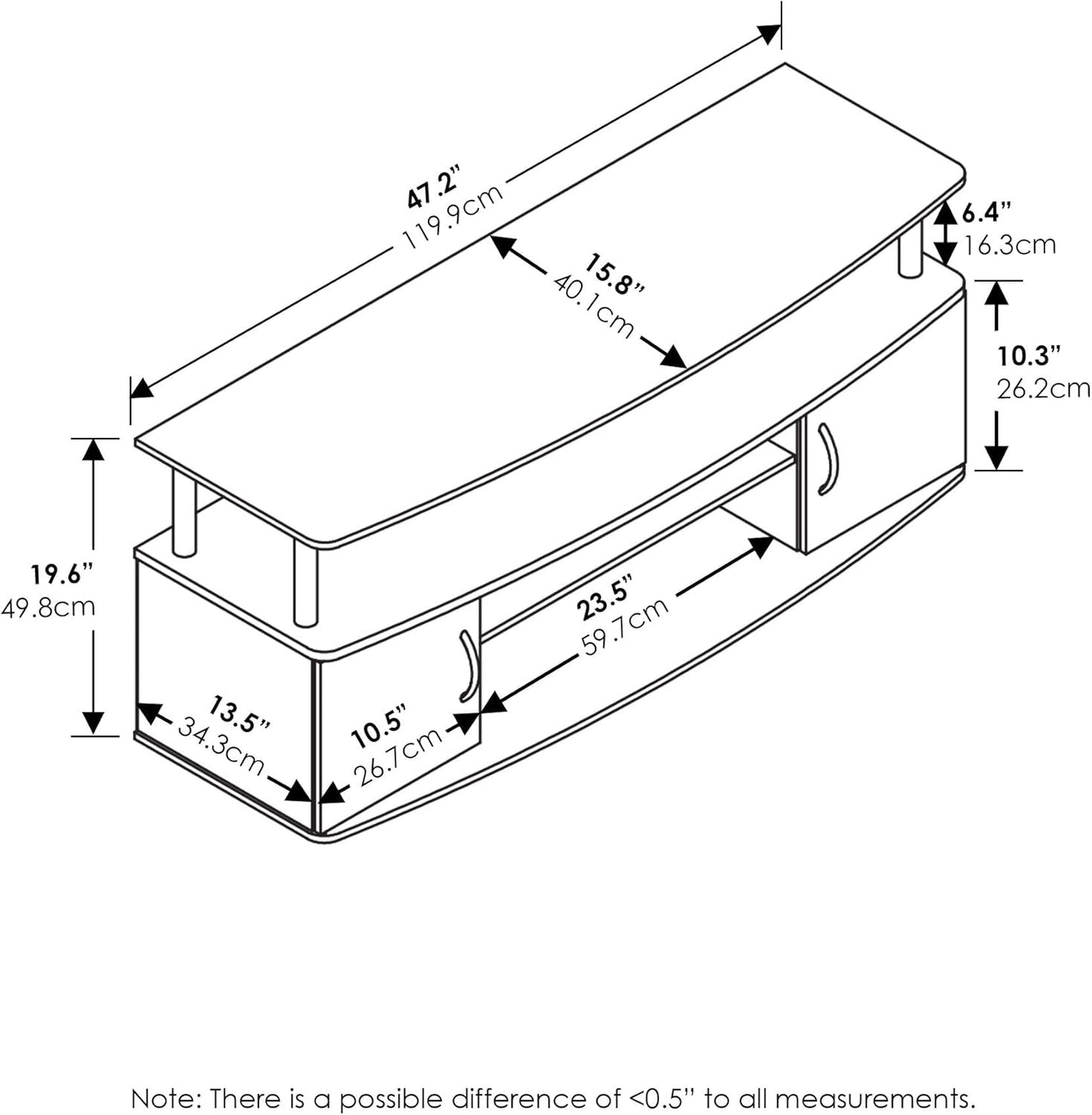 JAYA Large Entertainment Stand for TV up to 55 Inch, Columbia Walnut/Black-1